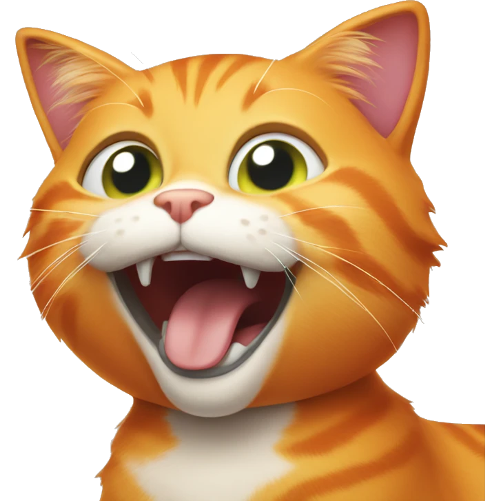 Orange cat is smiling with open mouth  emoji