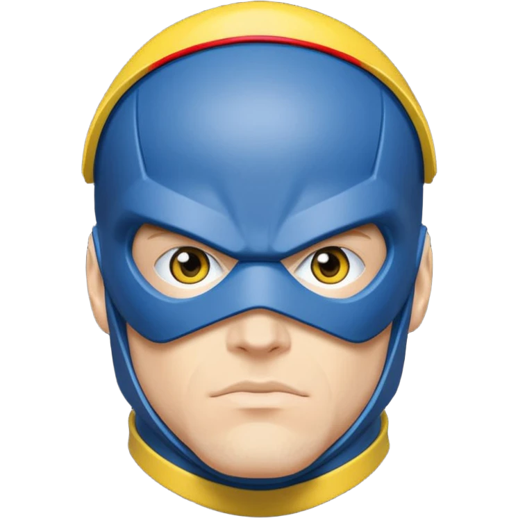 marvel superhero cyclops x-men. blue cowl with iconic yellow visor with red stripe through emoji
