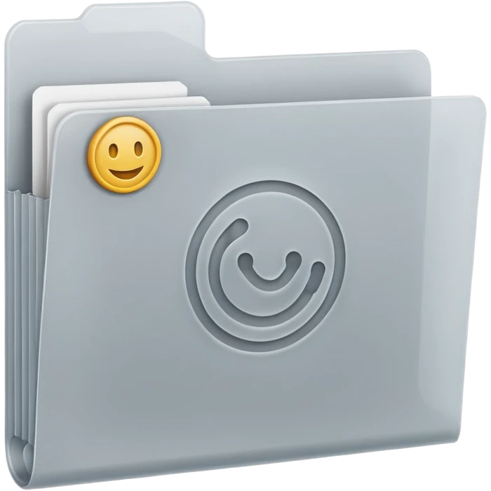 A **minimal emoji-style icon** of a frosted light-gray plastic folder, rectangular with **rounded corner*, **elastic string closure with a circular button** at the center, slightly translucent surface, clean flat front, subtle soft shading, and a **simple tax/forms symbol** 
 emoji