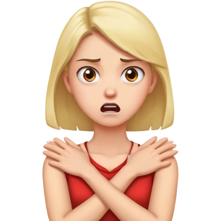Arms crossed holding neck of girl that is angry and surprised  emoji