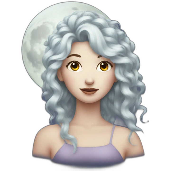 Full Moon with Face with girly hair emoji