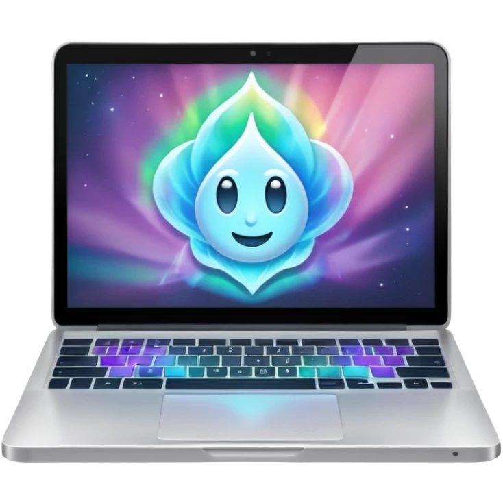 laptop with magical aura emoji