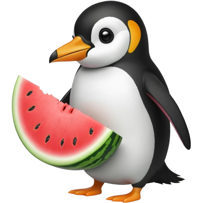 penguin eating watermelon emoji