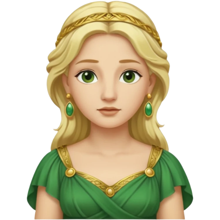 Ancient Roman woman with earrings and blonde hair, green dress emoji