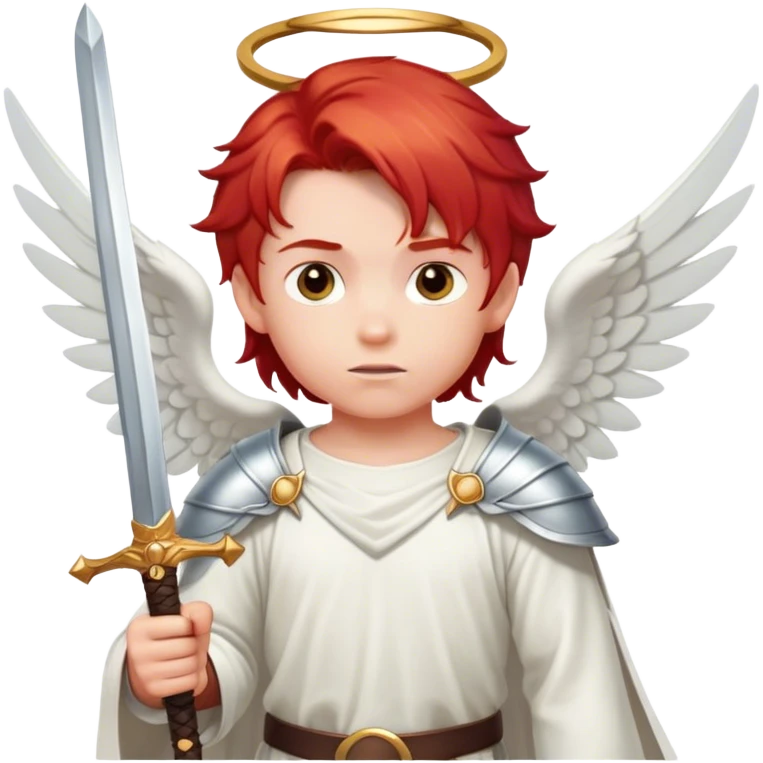 angel boy with red hair and sword emoji