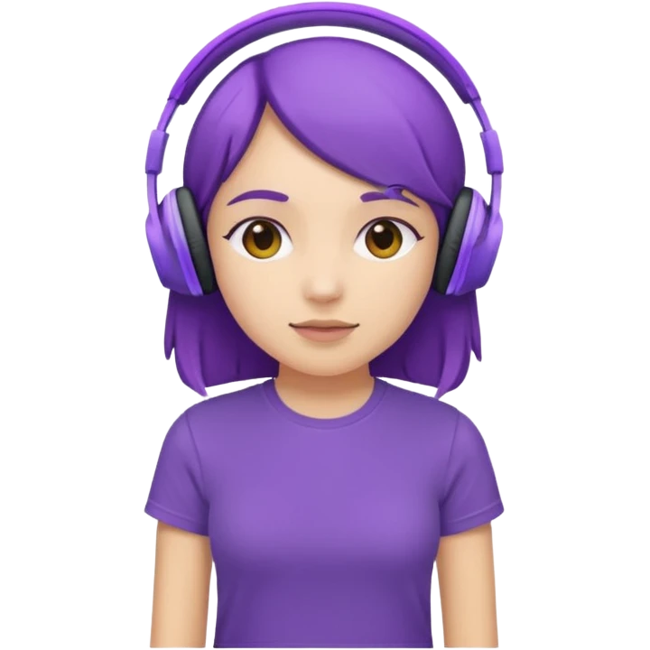 girl with purple headphones and tshirt emoji
