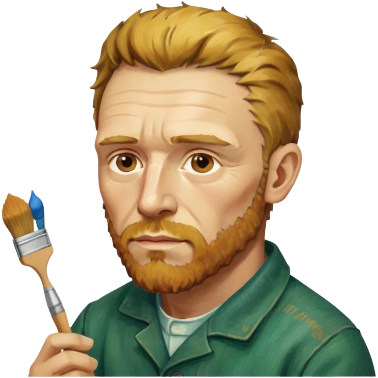 an gogh paints on a canvas. band-aid on the ear emoji