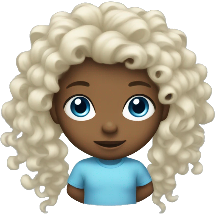 Baby with a lot of hair and blue eyes  emoji