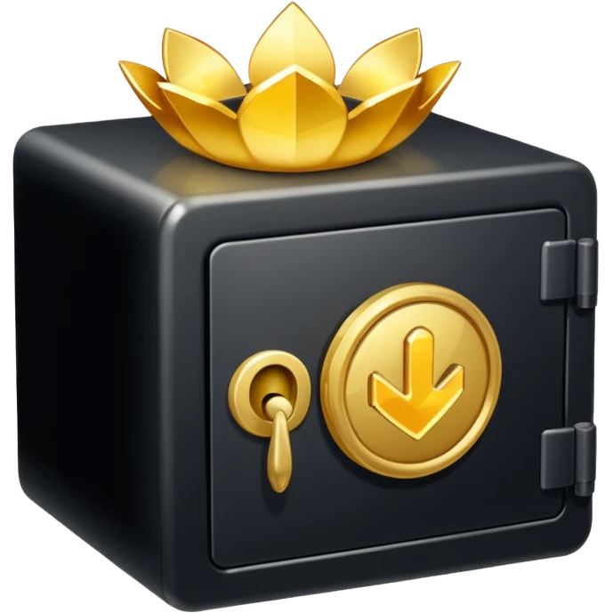A safe is slightly open and gold is peeking out from inside. emoji