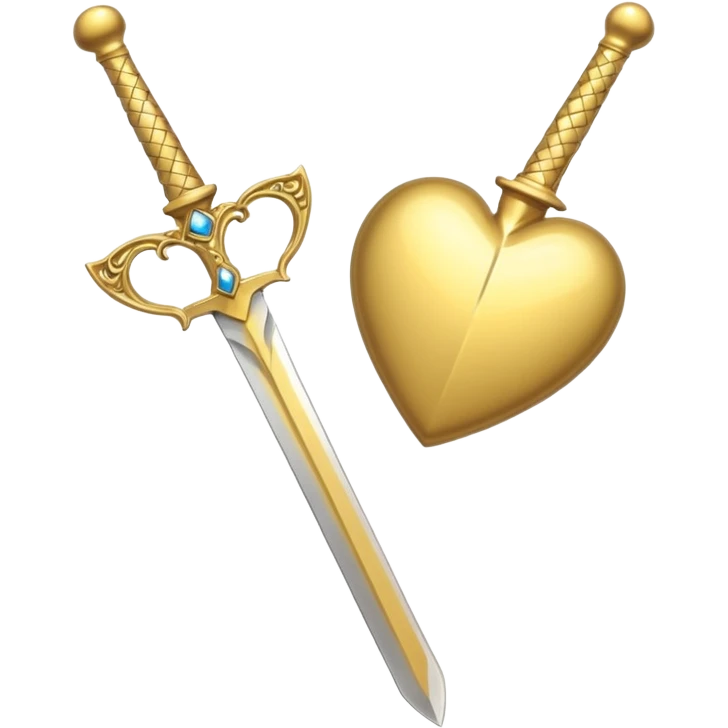 golden sword cuting in half a gold heart emoji