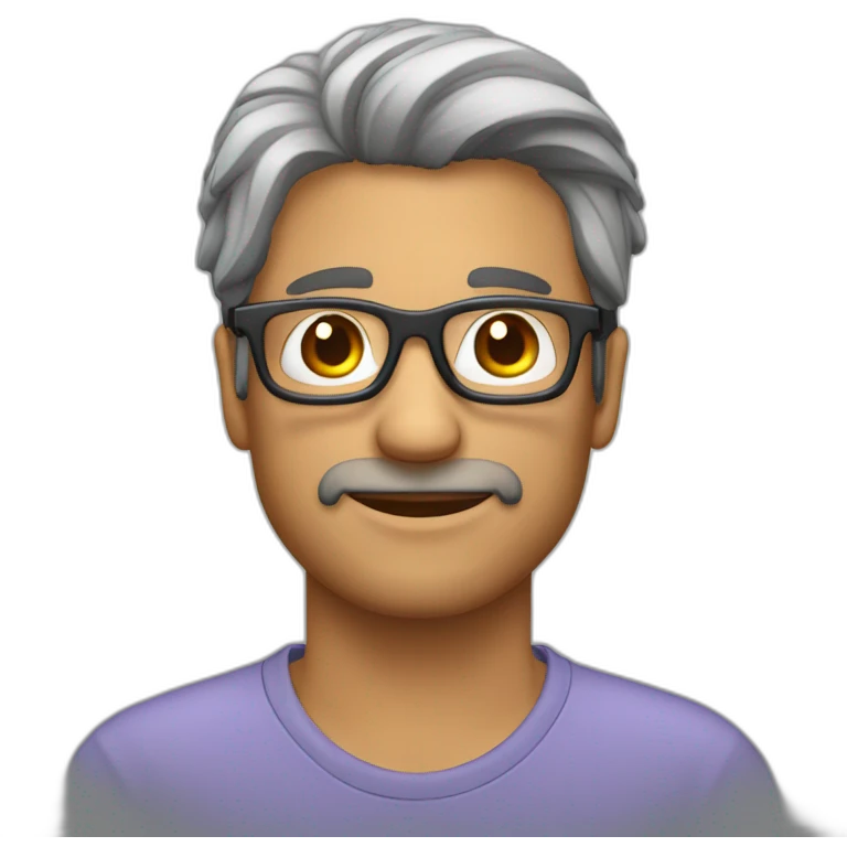 hombre de 36 años con pelo corto gris y gafas  emoji