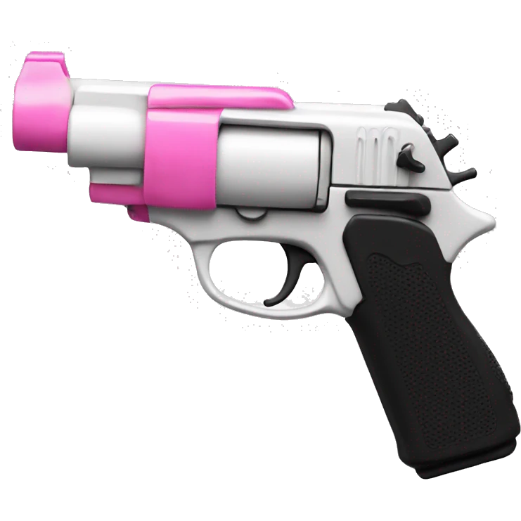 White girl hand with pink nails holding a pink gun emoji