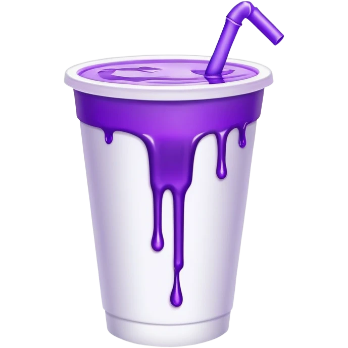 Foam cup with purple drink dripping emoji
