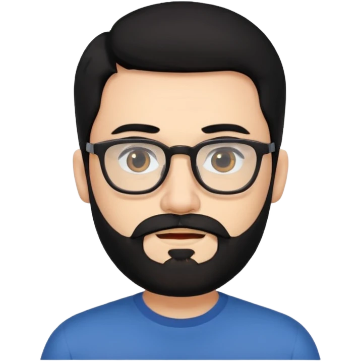 man with beard and glasses black hair emoji