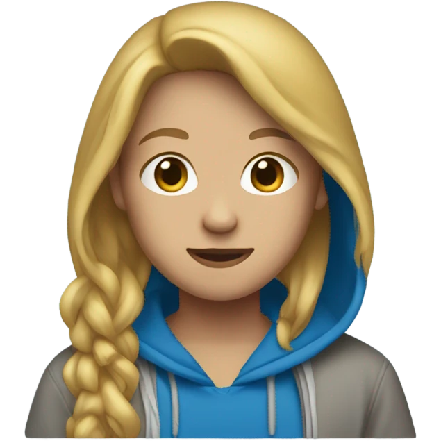 A blonde/brown hair, light skin and a blue hoodie emoji