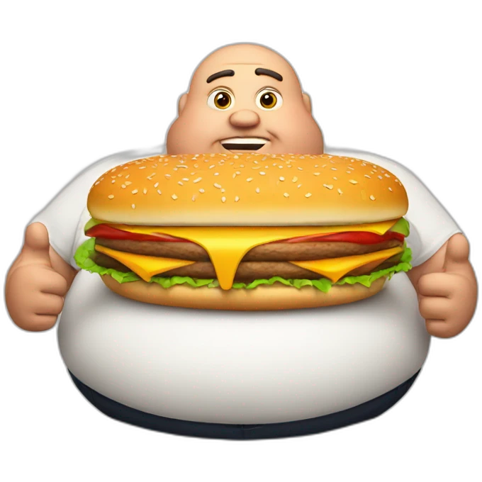 Fat man with burger emoji