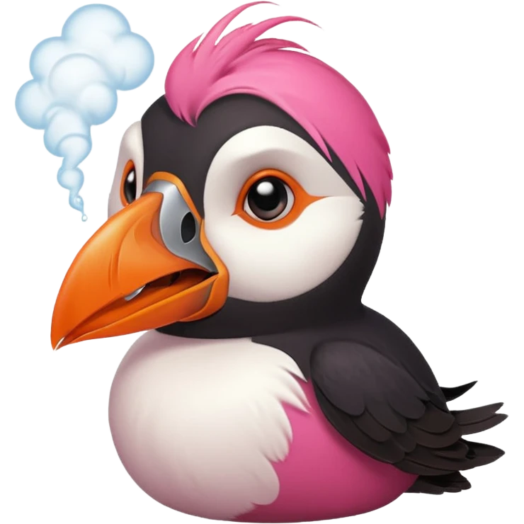 pink puffin angry blow steam nose beak emoji