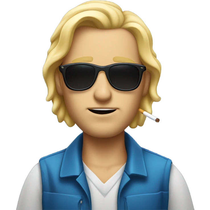 Blue collar blonde hair man with a cigarette hanging from his lip and wearing sunglasses  emoji