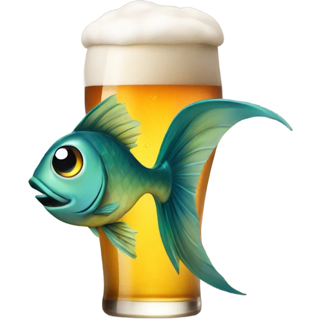 beer with fish emoji