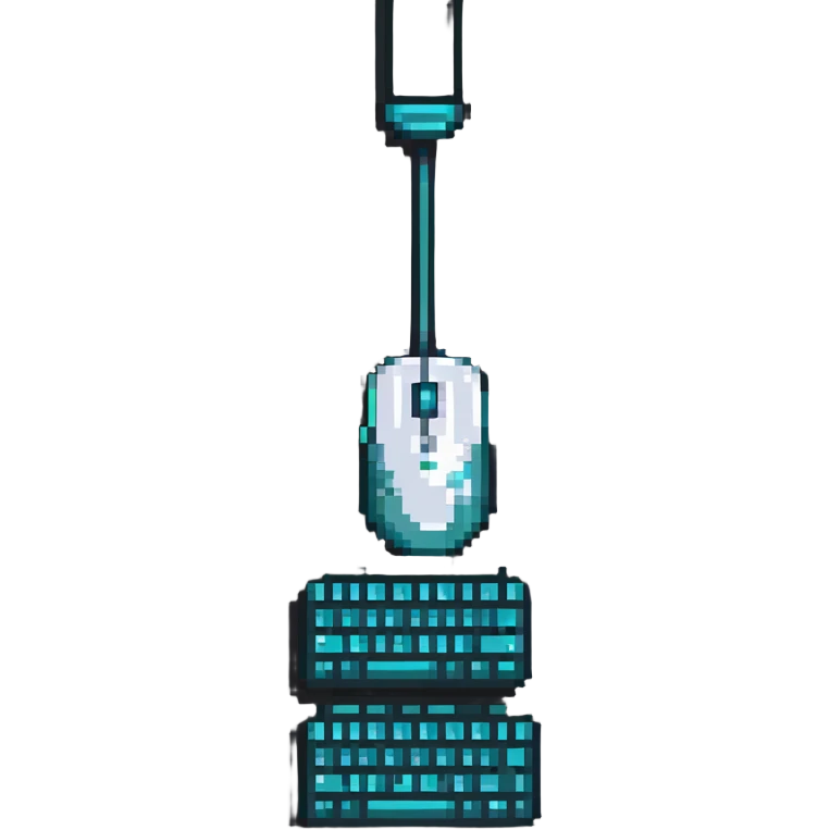 pixel art style modern computer mouse and keyboard together emoji