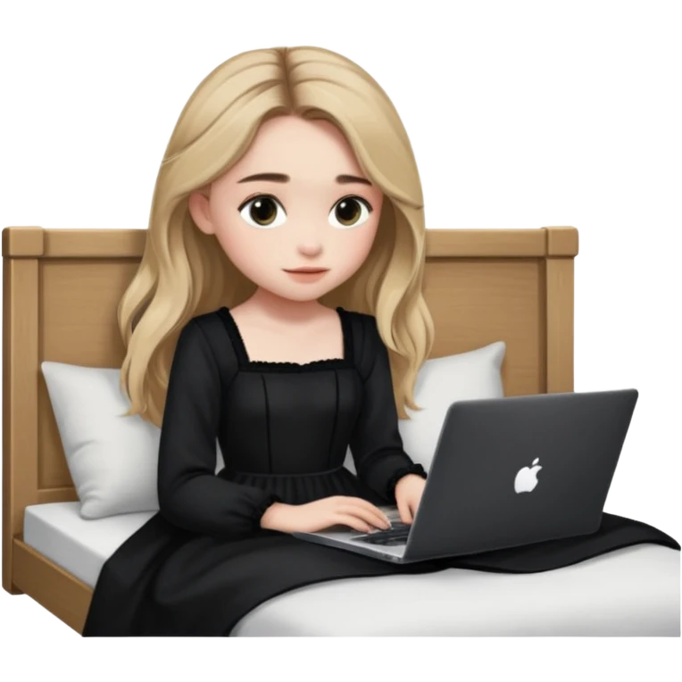 Sabrina carpenter in a black nightdress sitting on a bed with her laptop open  emoji