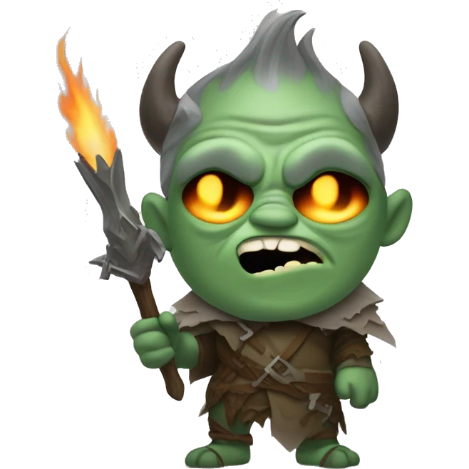 Orc weapon spirit with ghostly weapons, cloak with burning eyes, Halloween theme, emoji emoji