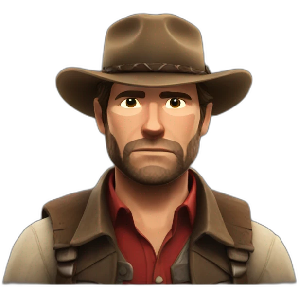 Arthur Morgan with a red filter emoji