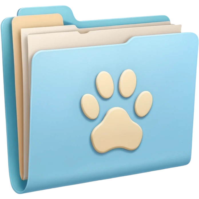 a pastel folder of documents with a pawprint on it emoji