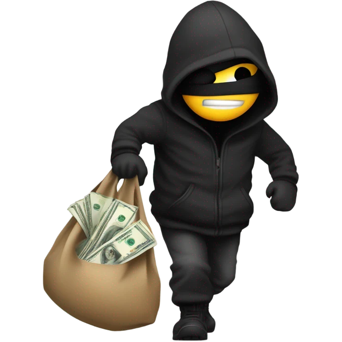 robber sneaking away with a large bag of money emoji
