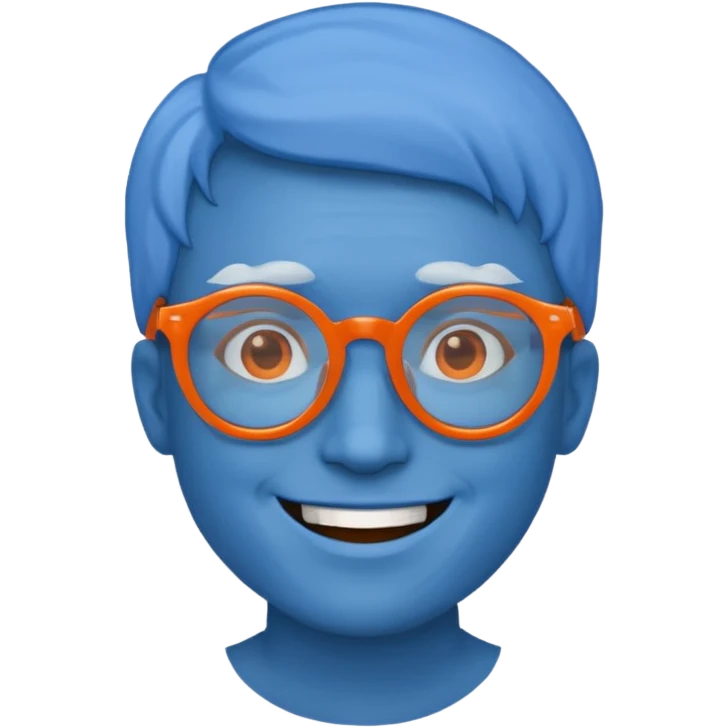 blue skinned orange glassed emoji