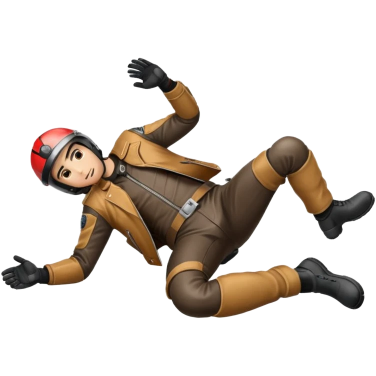 a motorcyclist lying on the ground who has just fallen emoji