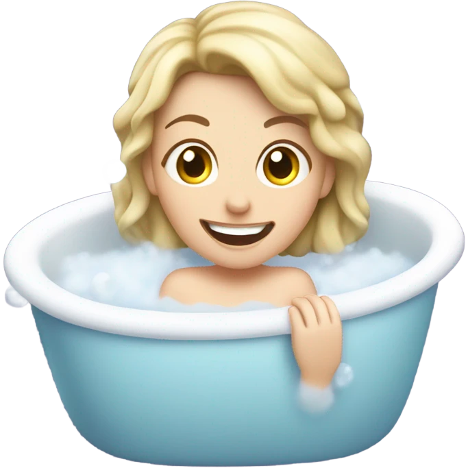 Bathtub white girl covered In bubbles  emoji