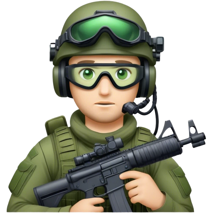 a SAS soldier with night vision goccles and a AR15 full equipped emoji