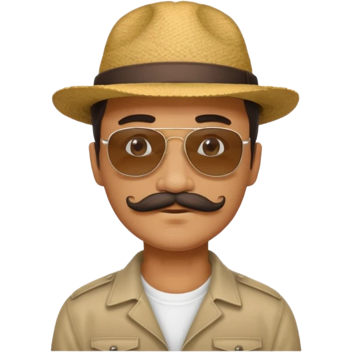 mustached man in sunglasses with HAT emoji