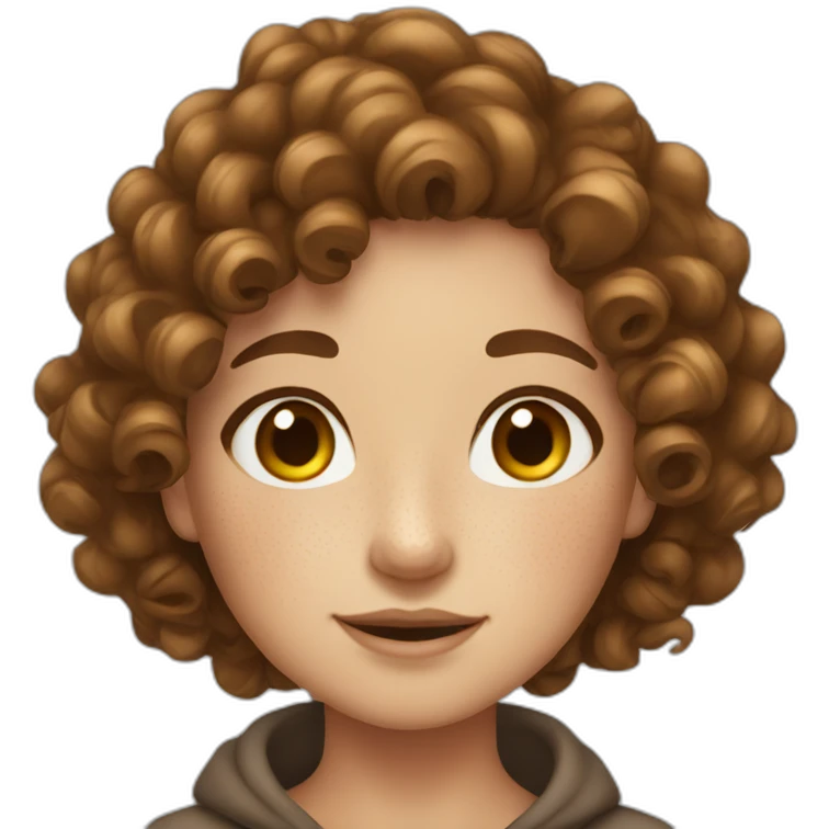 girl curly brown hair and freckles emoji
