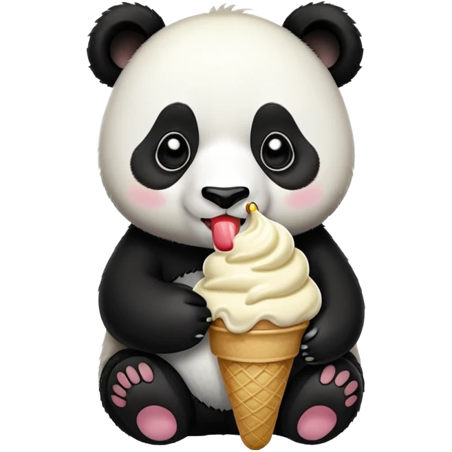 Panda eating ice cream emoji