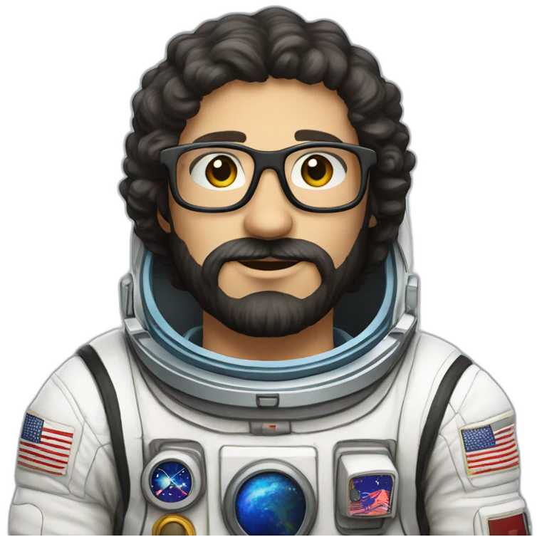 caucasian astronaut with black beard and white glasses emoji