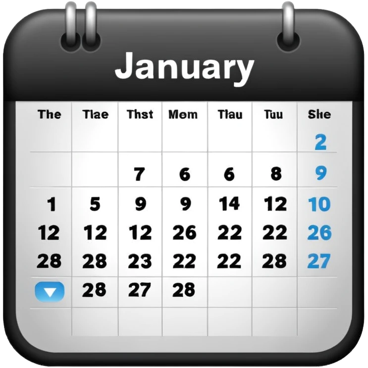 January 2026 calendar
 emoji