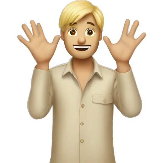 Blonde coconut man with hands emoji