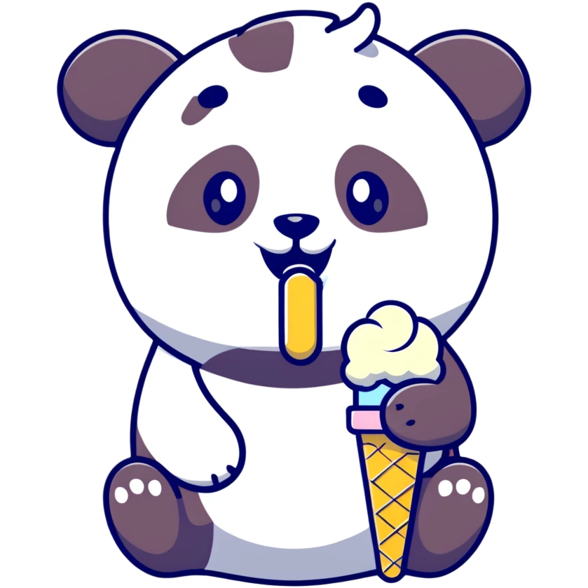 Panda eating ice cream emoji