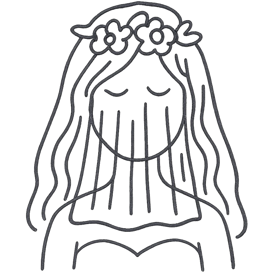 beautiful girl with long hair getting married veil covering face emoji