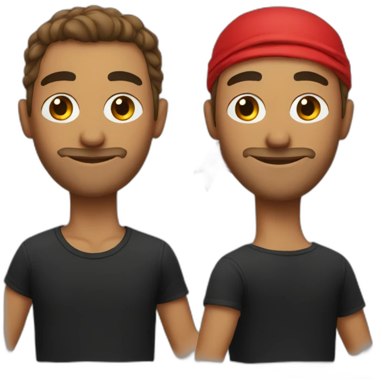 A man in a black T-shirt and a red bandana emoji