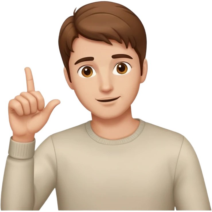 brown-haired man, attractive, gesturing emoji