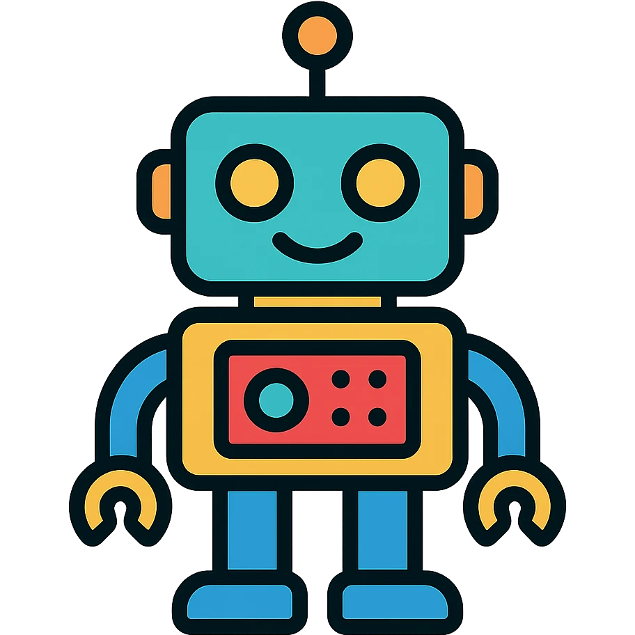robot, color icon style, rounded edges, playful emoji