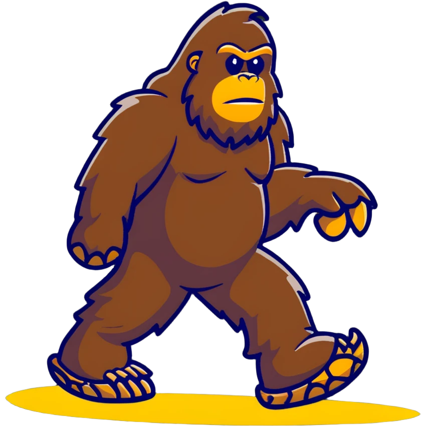 cute cartoon bigfoot with large footprints emoji