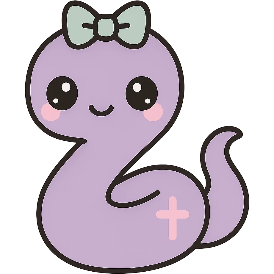 Replace the pet with a cute gothic snake, keeping the kawaii gothic style, and preserve the transparent background. emoji