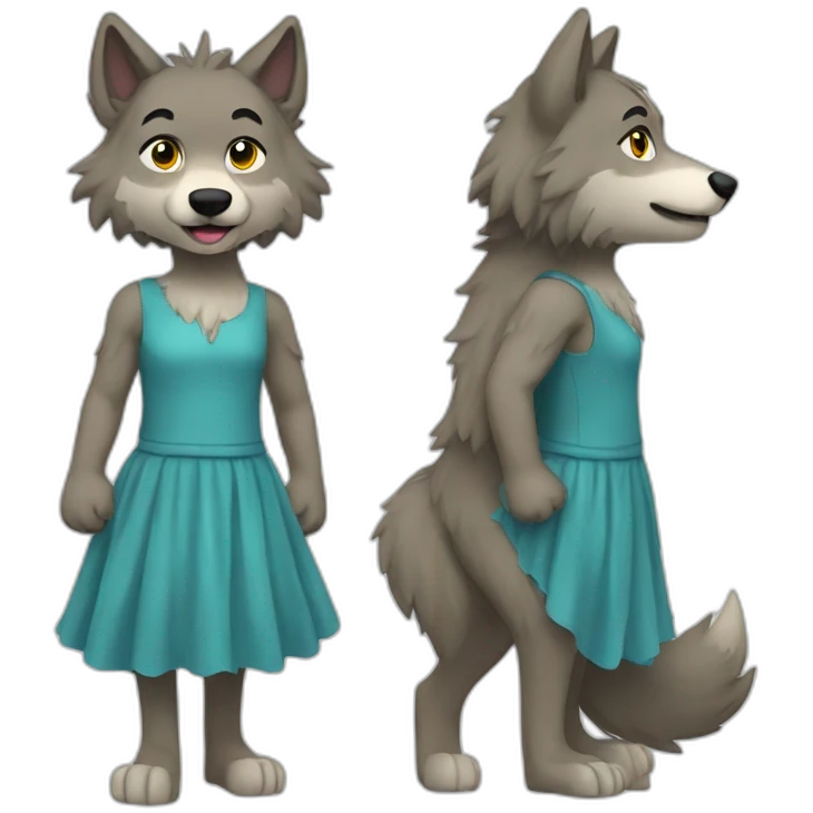 Wolf in dress fullbody emoji