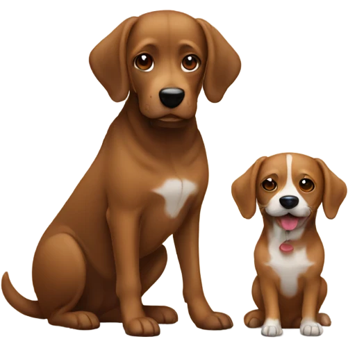 Brown dog with small dog together emoji