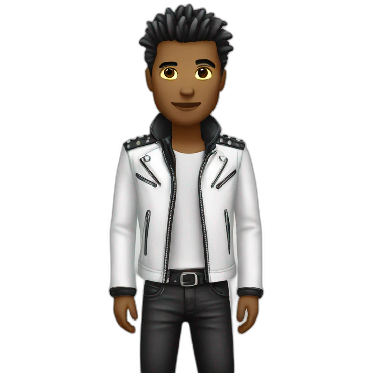 Punk male-with white leather jacket emoji