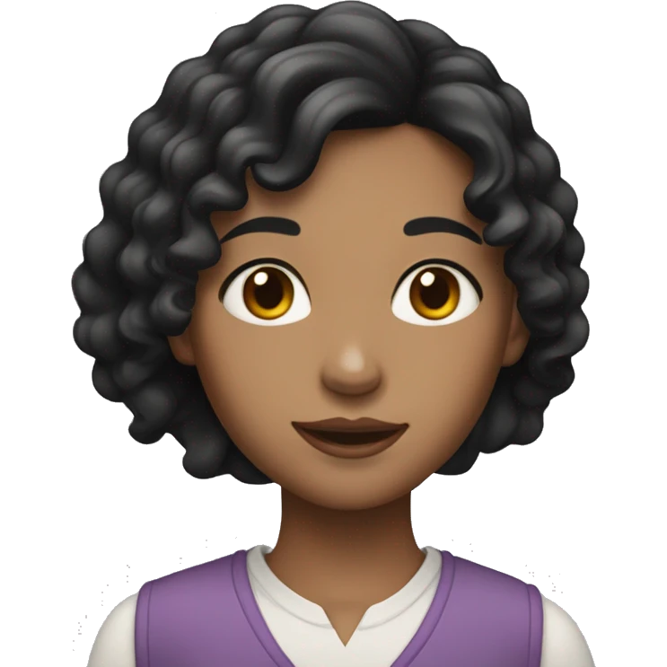 A girl with black wavy hair below her shoulders and white skin color emoji